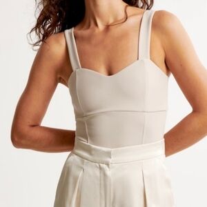 Abercrombie Crepe Sweetheart Corset Bodysuit Cream Womens Small